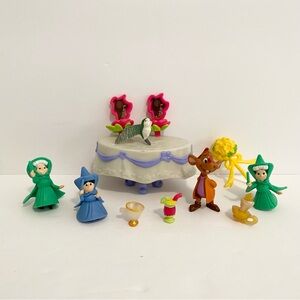 Cinderella Fairy Godmother Mini Playset Action Figure Lot Dollhouse Figures